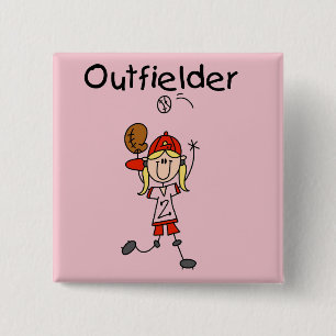 Outfielder-Meisjes honkbal T-shirts en cadeaus Vierkante Button 5,1 Cm
