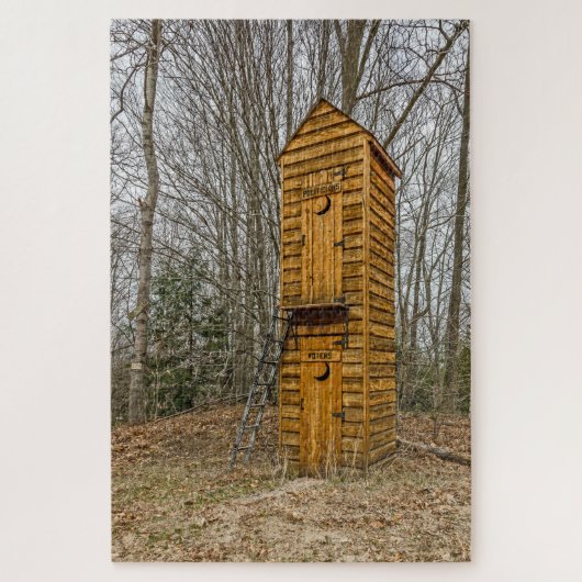 Outhouse met twee verdiepingen voor kiezers en pol legpuzzel (Verticaal)