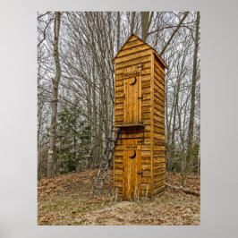 Outhouse met twee verdiepingen voor kiezers en pol poster