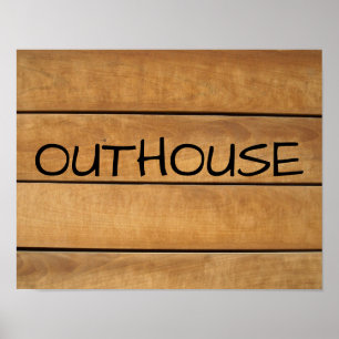 OUTHOUSE rustieke badkamer borden Poster