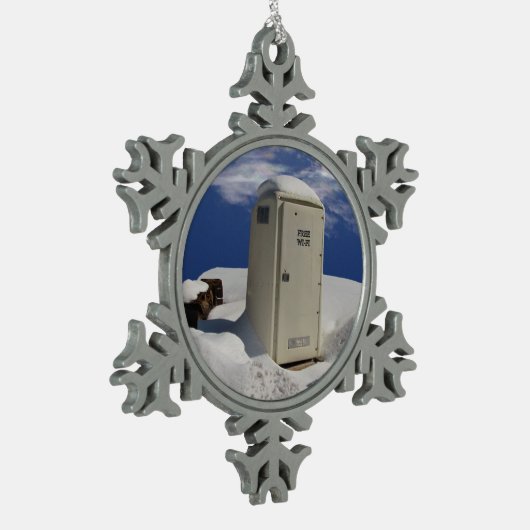 OutHouse WiFi ~ Pewter-versiering Tin Sneeuwvlok Ornament (Links)