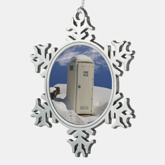 OutHouse WiFi ~ Pewter-versiering Tin Sneeuwvlok Ornament (Rechts)