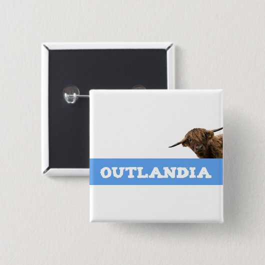 Outlandia Coo Vierkante Button 5,1 Cm (Voorkant /achterkant)