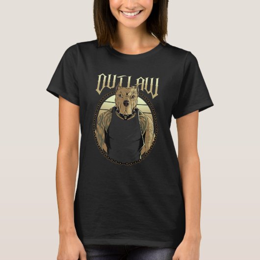 Outlaw American Pit Bull Terrier Tattooed Dog Pitb T-shirt (Voorkant)