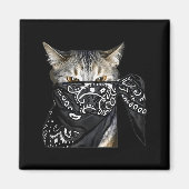 Outlaw Cat Funny Gangster Cat With Bandana  Magneet (Voorkant)