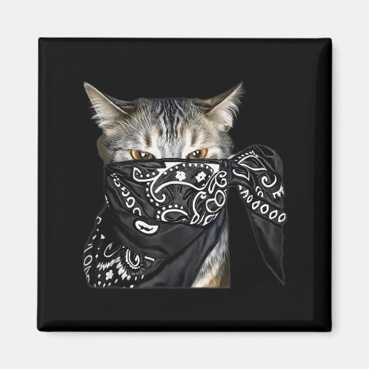 Outlaw Cat Funny Gangster Cat With Bandana  Magneet (Voorkant)