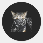 Outlaw Cat Funny Gangster Cat With Bandana  Ronde Sticker (Voorkant)