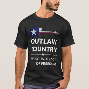 Outlaw Country is de soundtrack van Freedom Guitar T-shirt