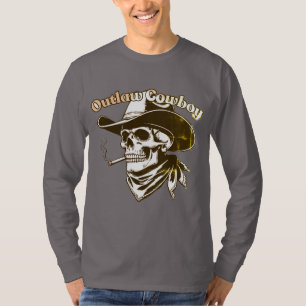 Outlaw Cowboy Schedel T-Shirt – Westerse Rebel Ske