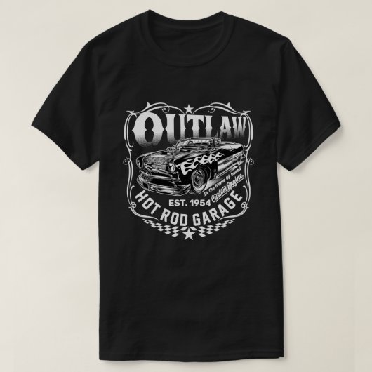 Outlaw Hot Rod Garage Classic Auto Wit Graphic T-shirt (Design voorkant)