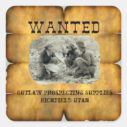 Outlaw Prospecting Supplies 2" Gezochte Stickers (Voorkant)