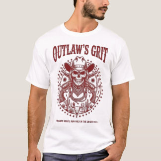 Outlaw’s Grit Desert Skull Western Badge  T-shirt