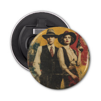 Outlaws Bonnie & Clyde Button Flesopener