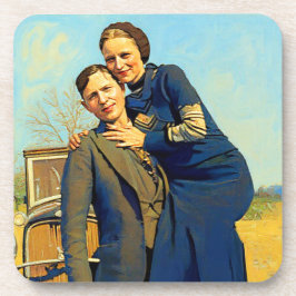 Outlaws Bonnie & Clyde The Barrow Gang Painting Bier Onderzetter