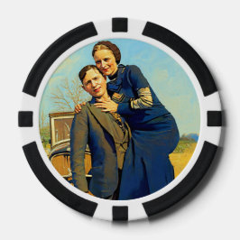 Outlaws Bonnie & Clyde The Barrow Gang Painting Poker Chips