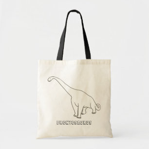 Outline Art Drawing - Brontosaurus, canvas tassen