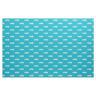 Outline Art - Kleurrijke Love woord, turquoise sto Stof