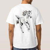Outline Art Running Horse Design - T-shirt (Achterkant)