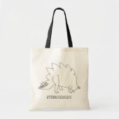 Outline Art Tekening - Stegosaurus, canvas tassen (Voorkant)