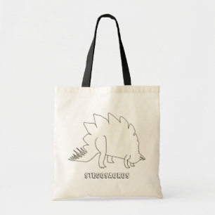 Outline Art Tekening - Stegosaurus, canvas tassen