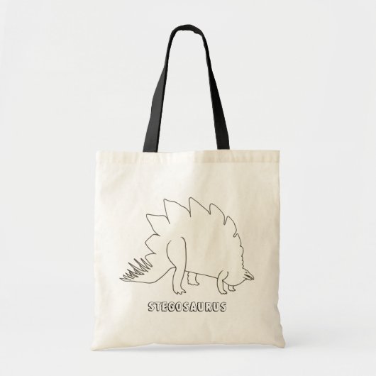 Outline Art Tekening - Stegosaurus, canvas tassen (Voorkant)