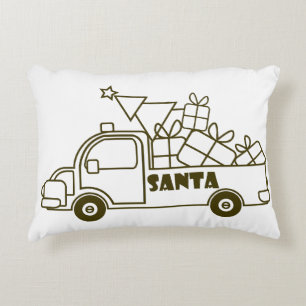 Outline Kerst truck Santa auto side uitzicht Accent Kussen