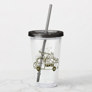 Outline Kerst truck Santa auto side uitzicht Acryl Drinkbeker