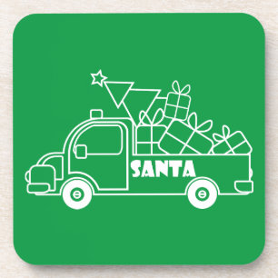 Outline Kerst truck Santa auto side uitzicht Bier Onderzetter