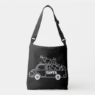 Outline Kerst truck Santa auto side uitzicht Crossbody Tas