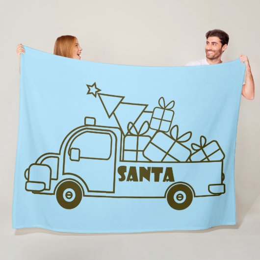 Outline Kerst truck Santa auto side uitzicht Fleece Deken (In situ)