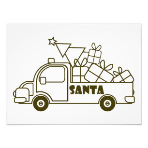 Outline Kerst truck Santa auto side uitzicht Foto Afdruk