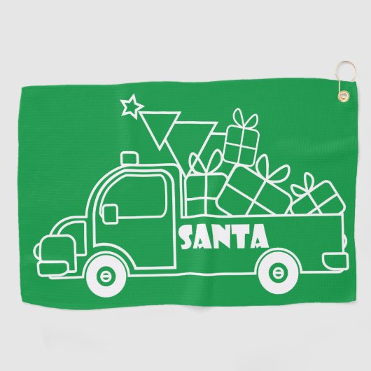 Outline Kerst truck Santa auto side uitzicht Golfhanddoek (Horizontaal)