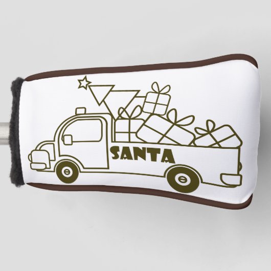 Outline Kerst truck Santa auto side uitzicht Golfheadcover (Voorkant)