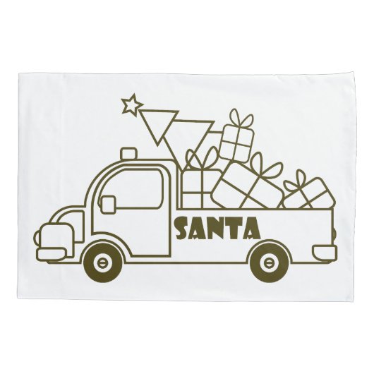 Outline Kerst truck Santa auto side uitzicht Kussensloop (Achterkant)