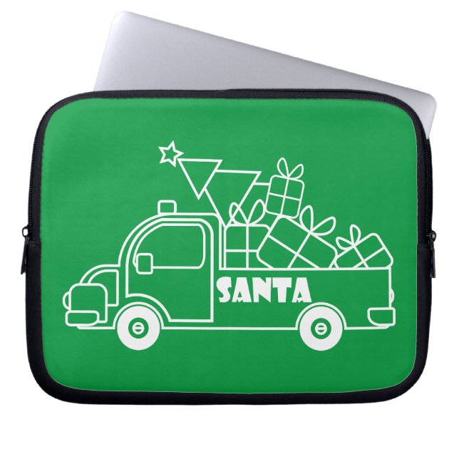 Outline Kerst truck Santa auto side uitzicht Laptop Sleeve (Voorkant)