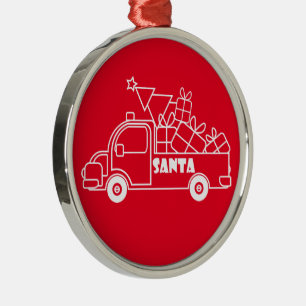 Outline Kerst truck Santa auto side uitzicht Metalen Ornament