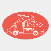 Outline Kerst truck Santa auto side uitzicht Ovale Sticker (Voorkant)