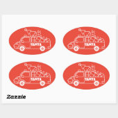 Outline Kerst truck Santa auto side uitzicht Ovale Sticker (Vel)