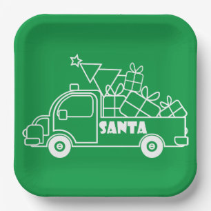 Outline Kerst truck Santa auto side uitzicht Papieren Bordje