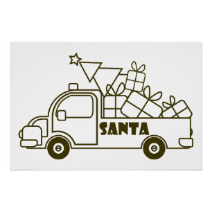 Outline Kerst truck Santa auto side uitzicht Perfect Poster