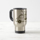 Outline Kerst truck Santa auto side uitzicht Reisbeker (Voorkant links)