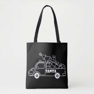 Outline Kerst truck Santa auto side uitzicht Tote Bag