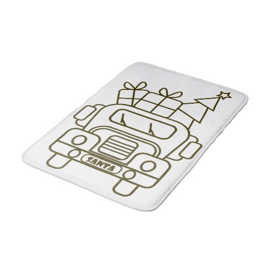 Outline Kerstmisvrachtwagen Santa auto voorzijde u Badmat (Gekanteld)