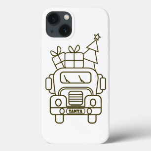 Outline Kerstmisvrachtwagen Santa auto voorzijde u Case-Mate iPhone Case
