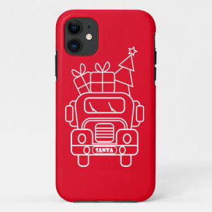 Outline Kerstmisvrachtwagen Santa auto voorzijde u Case-Mate iPhone Case