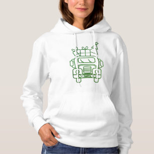 Outline Kerstmisvrachtwagen Santa auto voorzijde u Hoodie