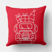 Outline Kerstmisvrachtwagen Santa auto voorzijde u Kussen (Achterkant)