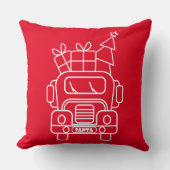 Outline Kerstmisvrachtwagen Santa auto voorzijde u Kussen (Voorkant)