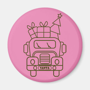 Outline Kerstmisvrachtwagen Santa auto voorzijde u Magneet
