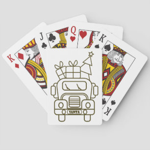 Outline Kerstmisvrachtwagen Santa auto voorzijde u Pokerkaarten